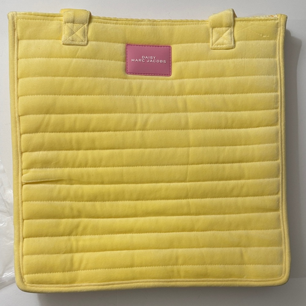 Daisy Marc Jacobs Yellow Quilted Tote with Pink Logo Patch